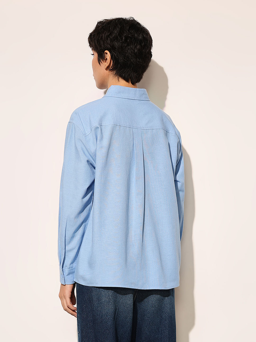 Blue Rhinestone Detail Shirt