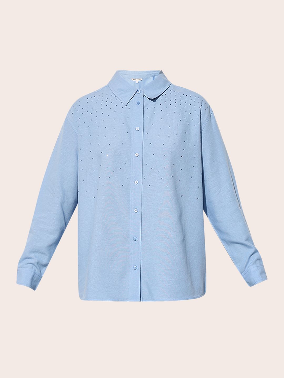Blue Rhinestone Detail Shirt