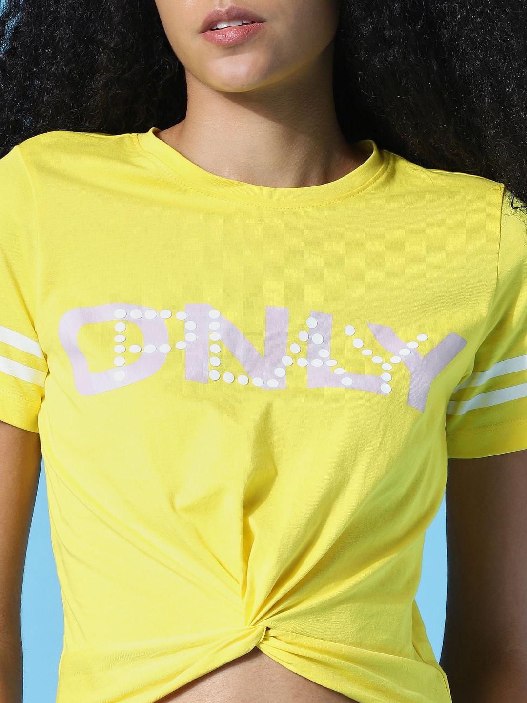 Yellow Knot Detail Crew Neck T-Shirt