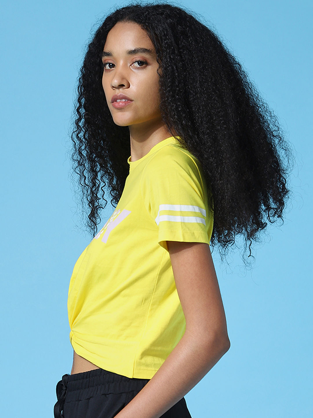 Yellow Knot Detail Crew Neck T-Shirt