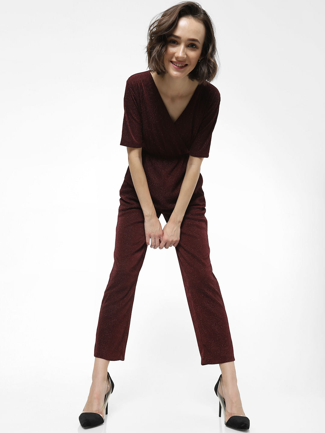 Maroon Shimmer Jumpsuit