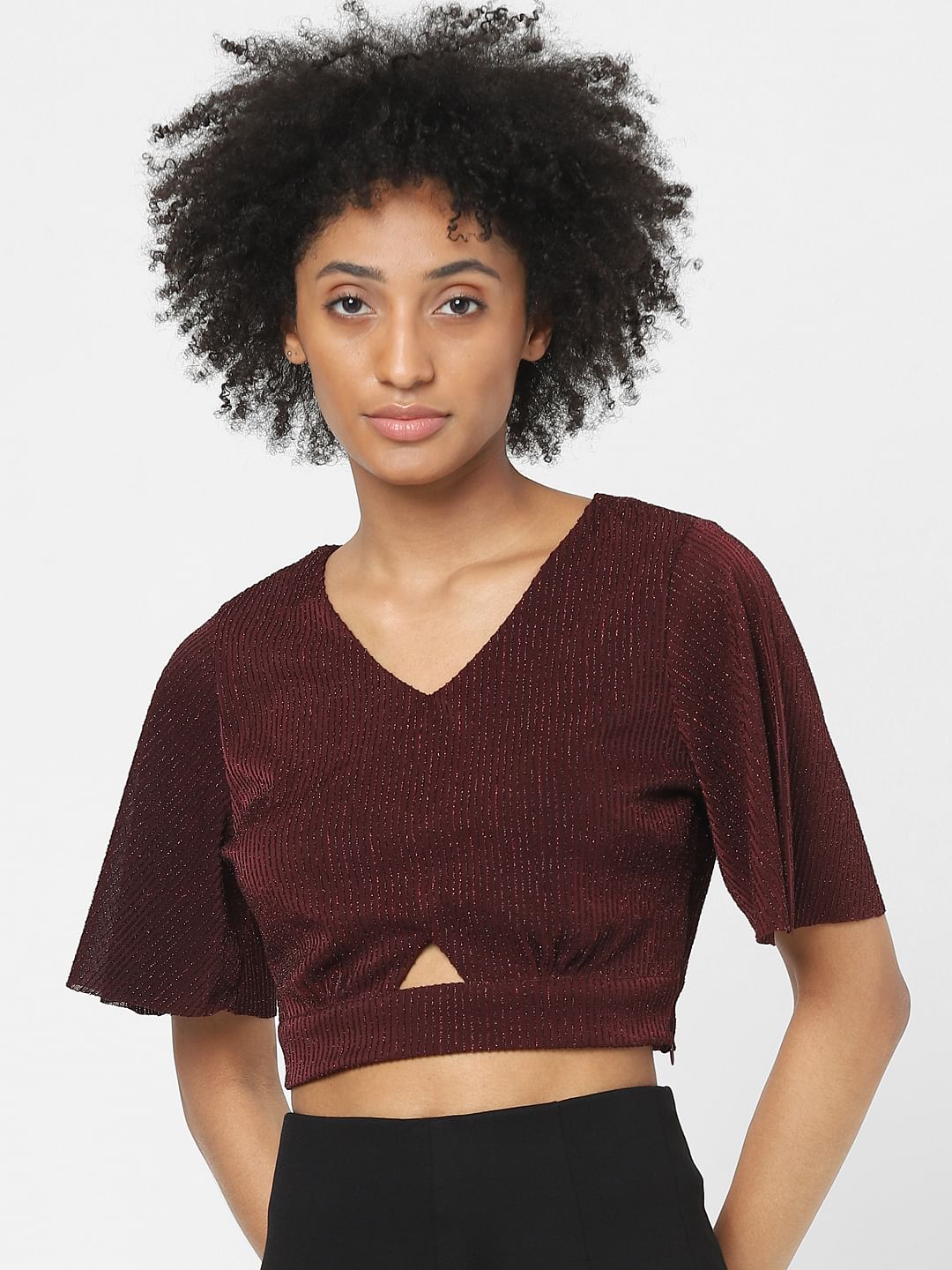 Maroon Cut Out Crop Top