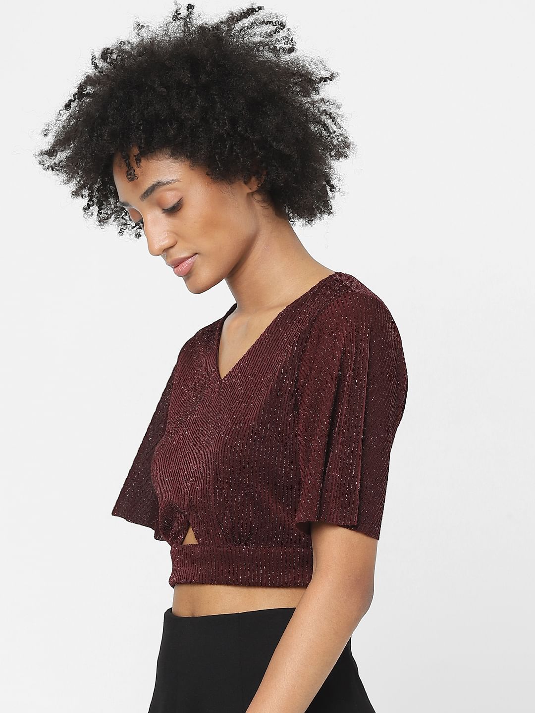 Maroon Cut Out Crop Top