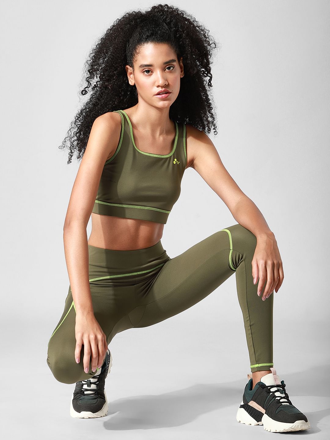 Green Criss-Cross Back Co-Ord Sports Bra