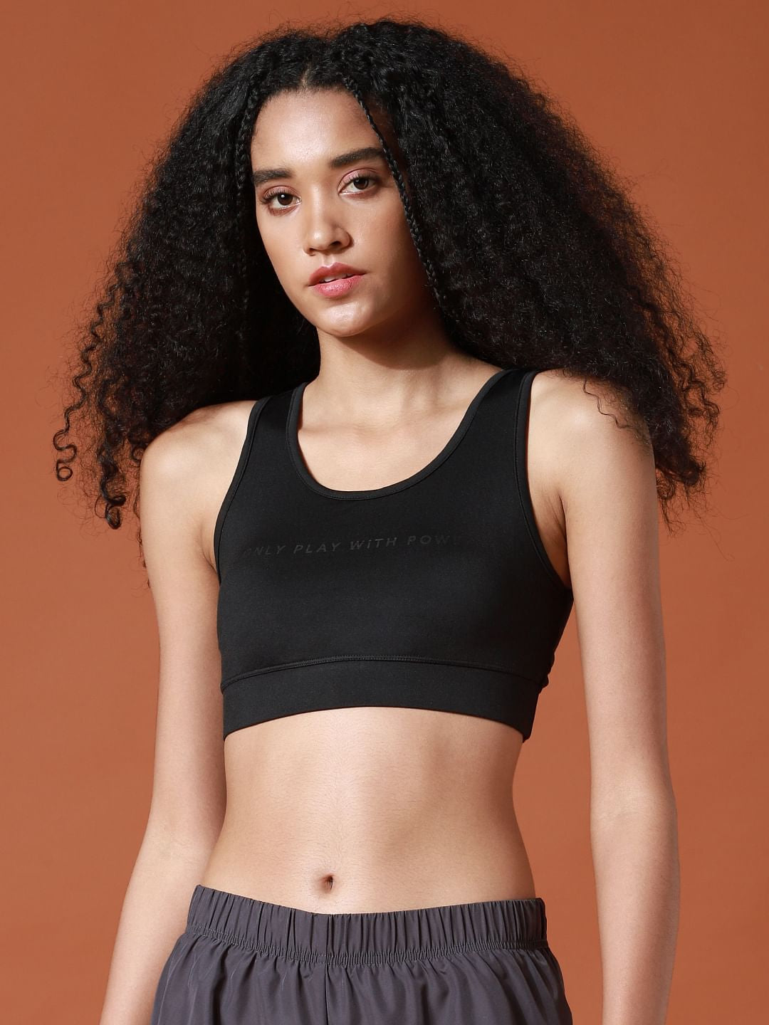Black Mesh Detail Sports Bra