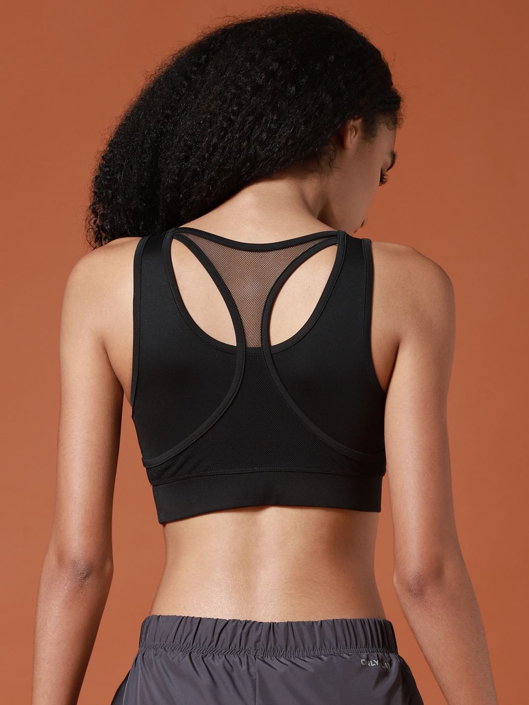 Black Mesh Detail Sports Bra
