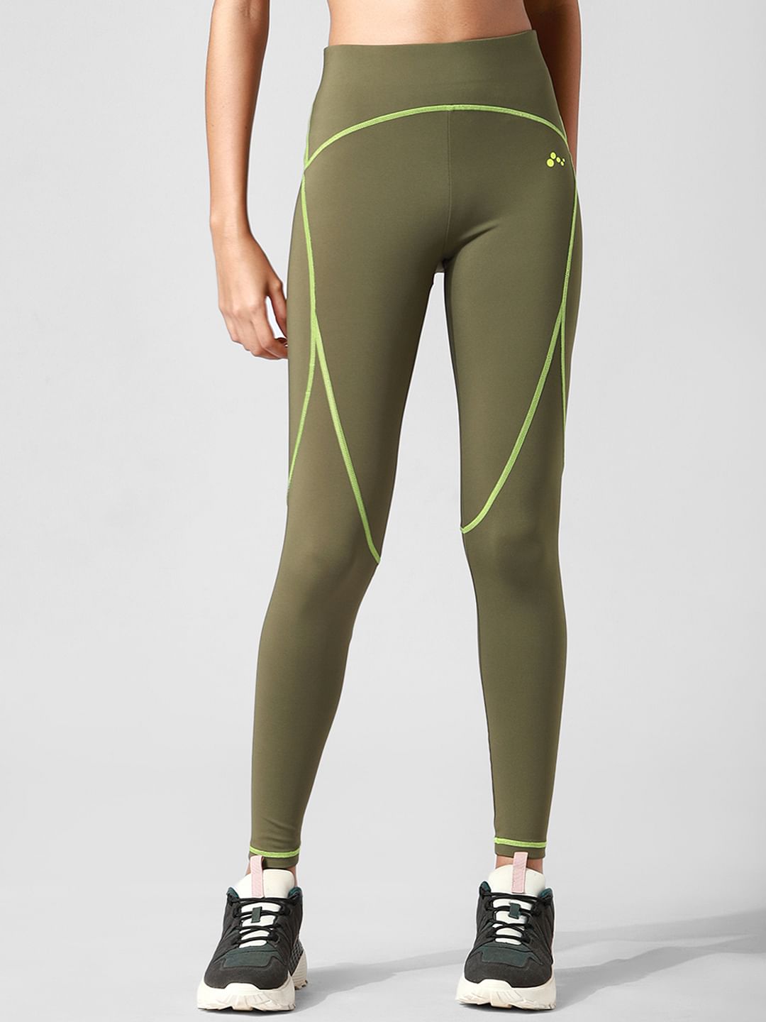Green High Rise Co-Ord Training Tights
