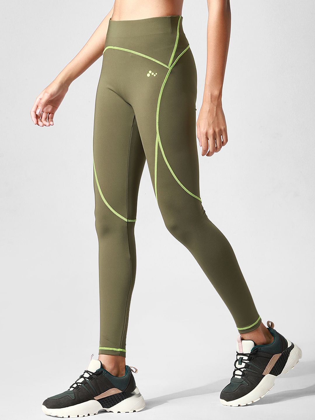 Green High Rise Co-Ord Training Tights