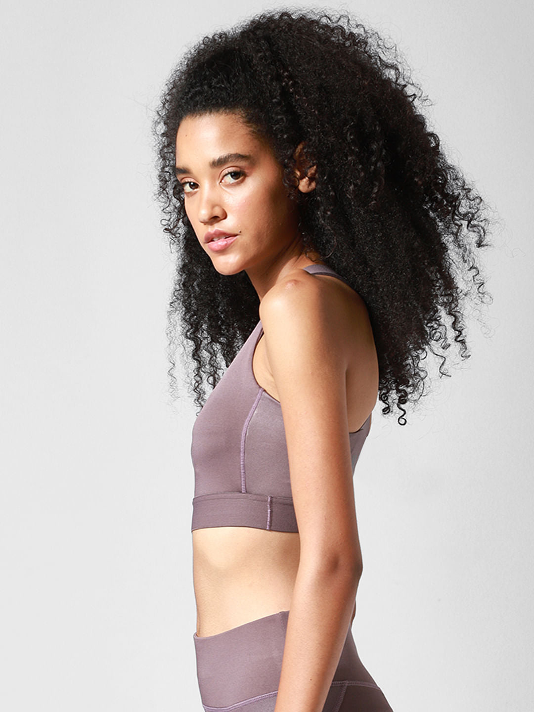 Brown Criss-Cross Back Co-Ord Sports Bra