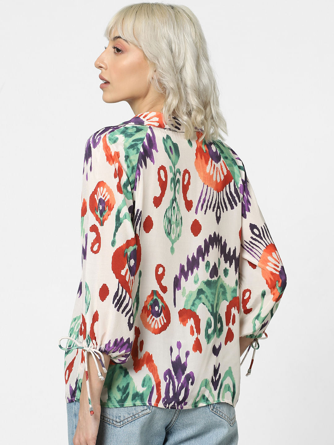 White Abstract Print Shirt