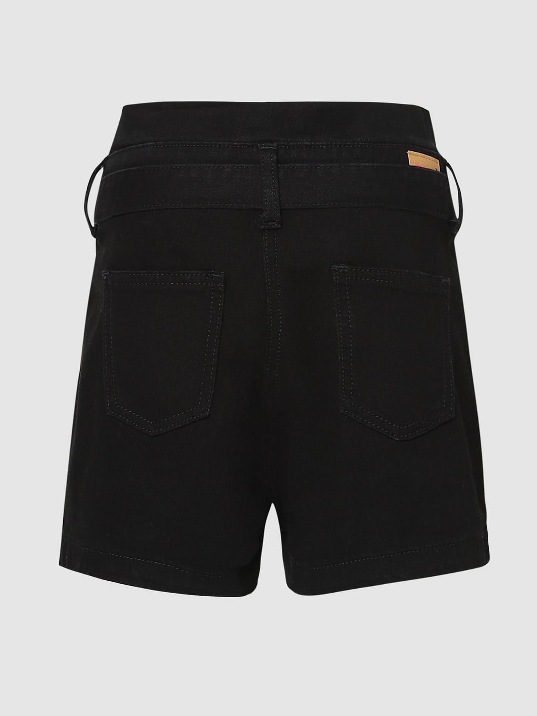 Girls Black Denim Bermuda Shorts