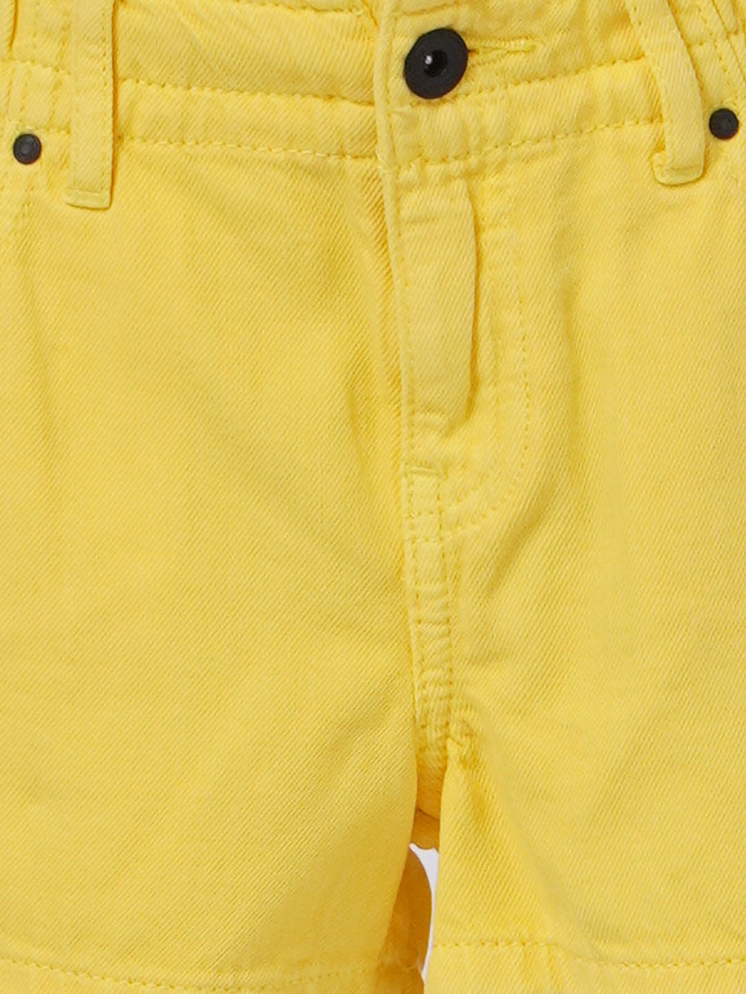 Yellow Mid Rise Denim Shorts