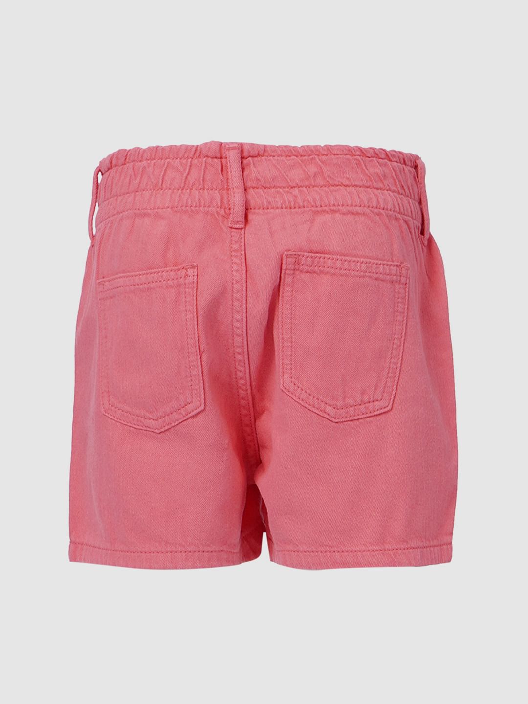 Pink Mid Rise Denim Shorts