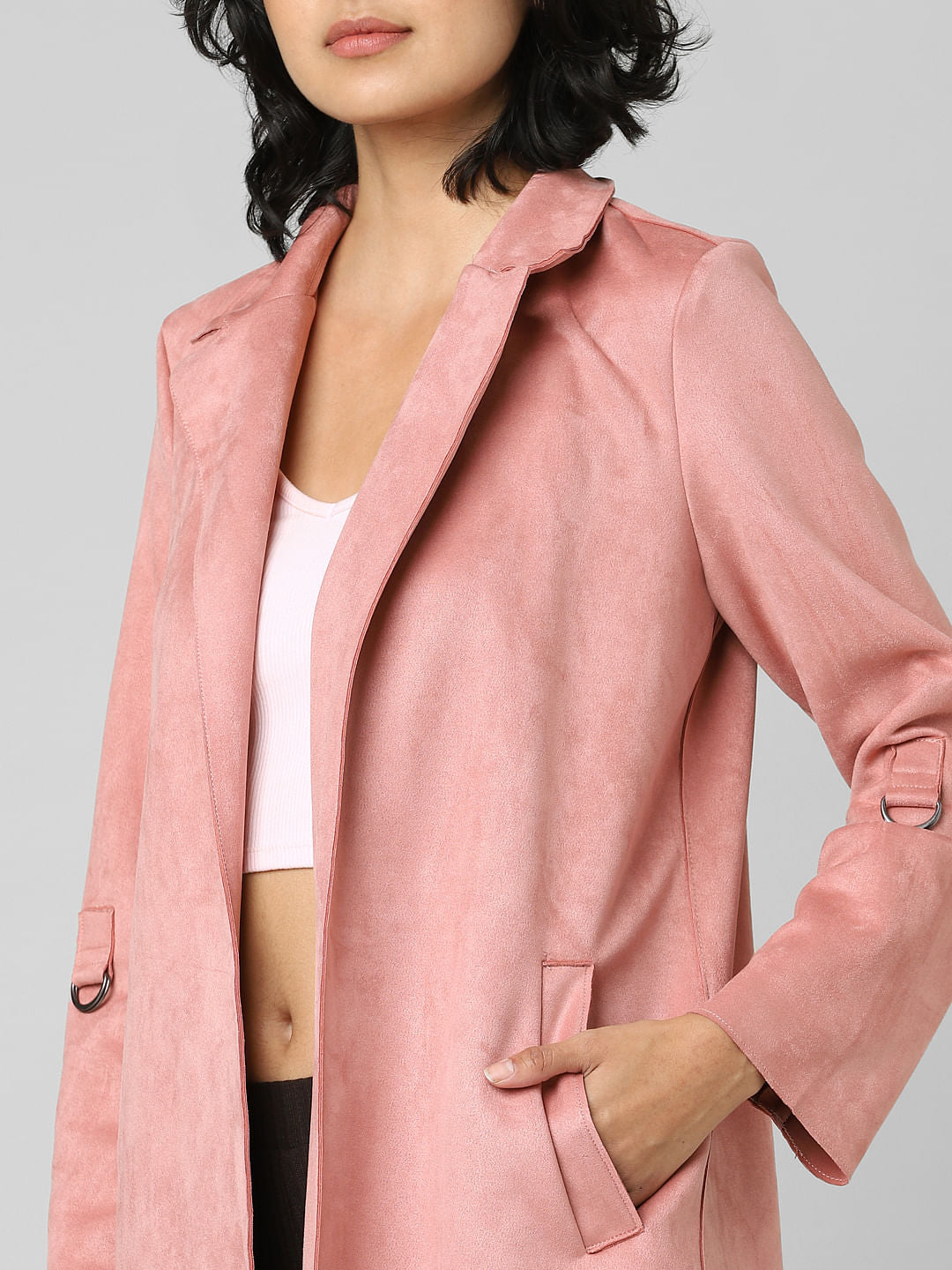 Pink Faux Suede Coat
