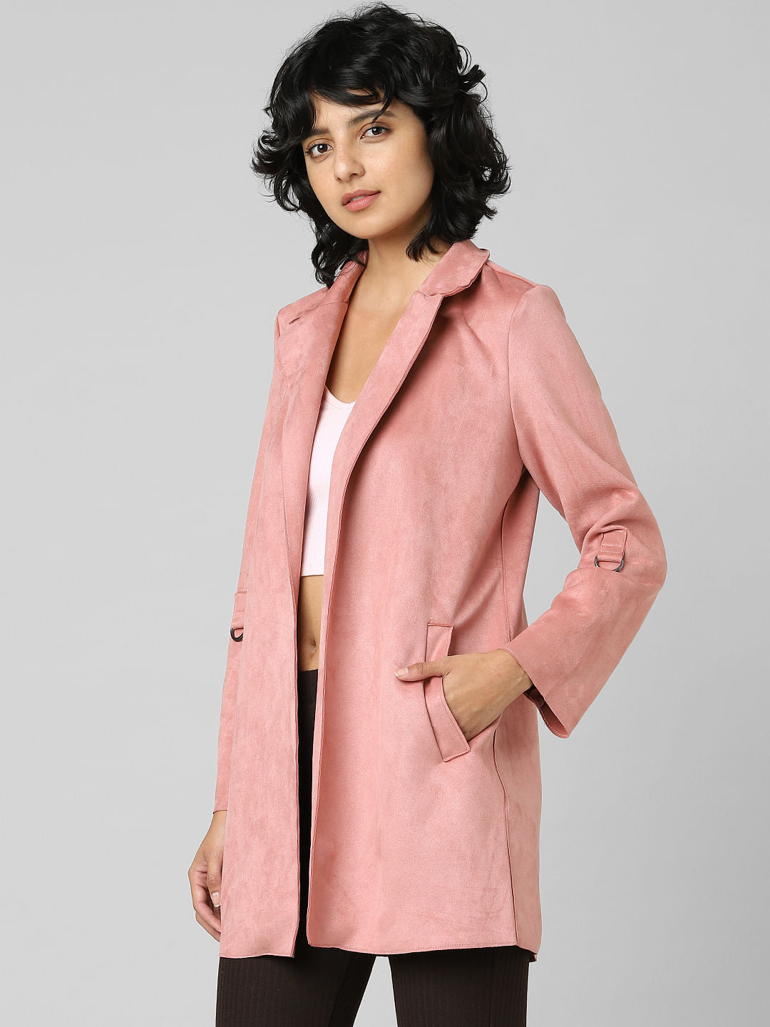 Pink Faux Suede Coat