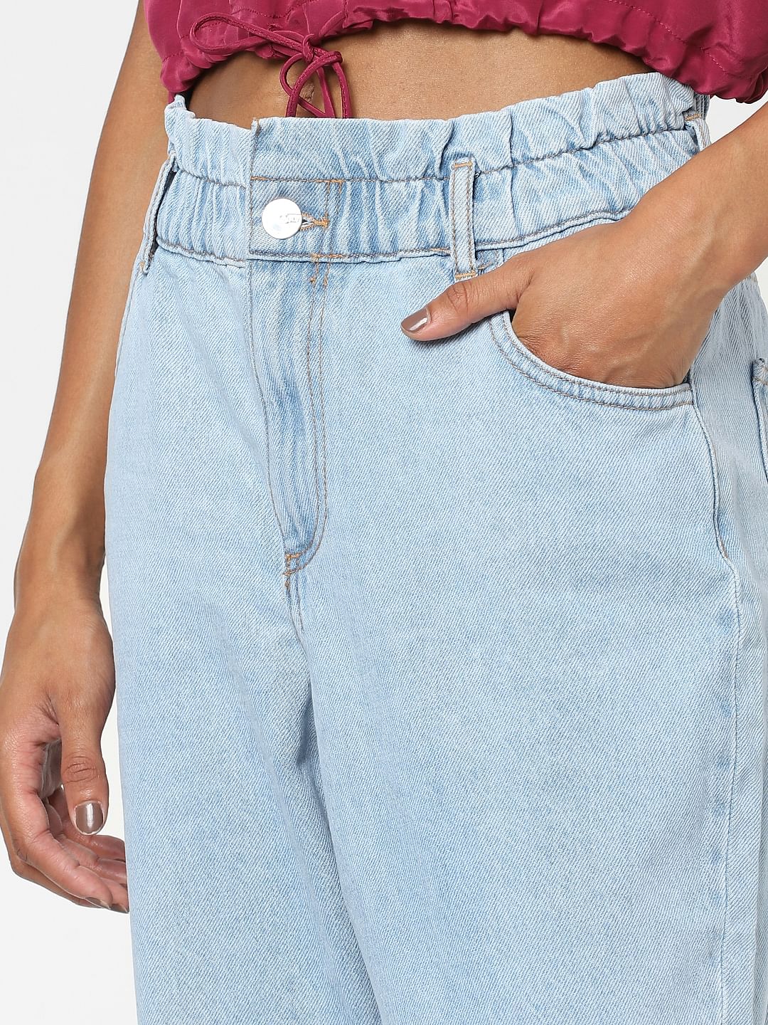 Blue High Waist Slouchy Fit Jeans