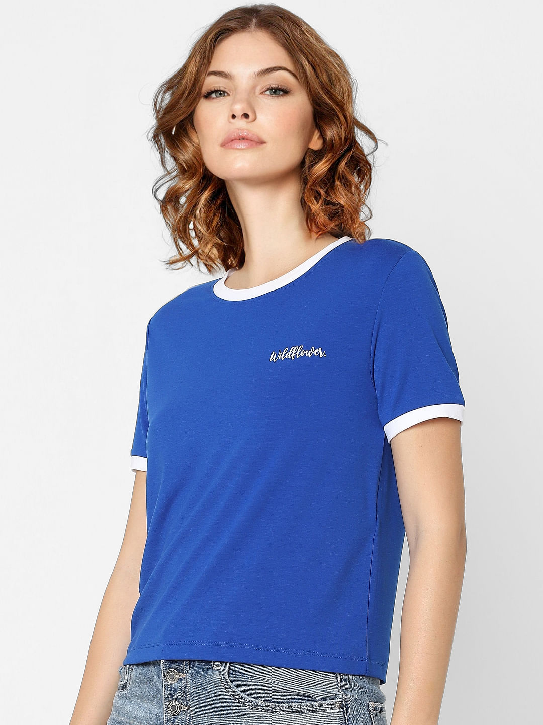 Blue Contrast Tipping T-Shirt