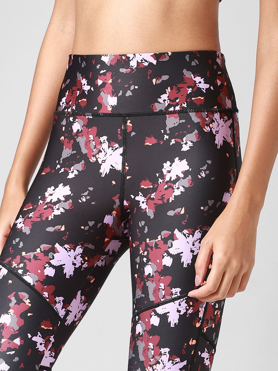 Black High Rise Printed Co-Ord Training Tights