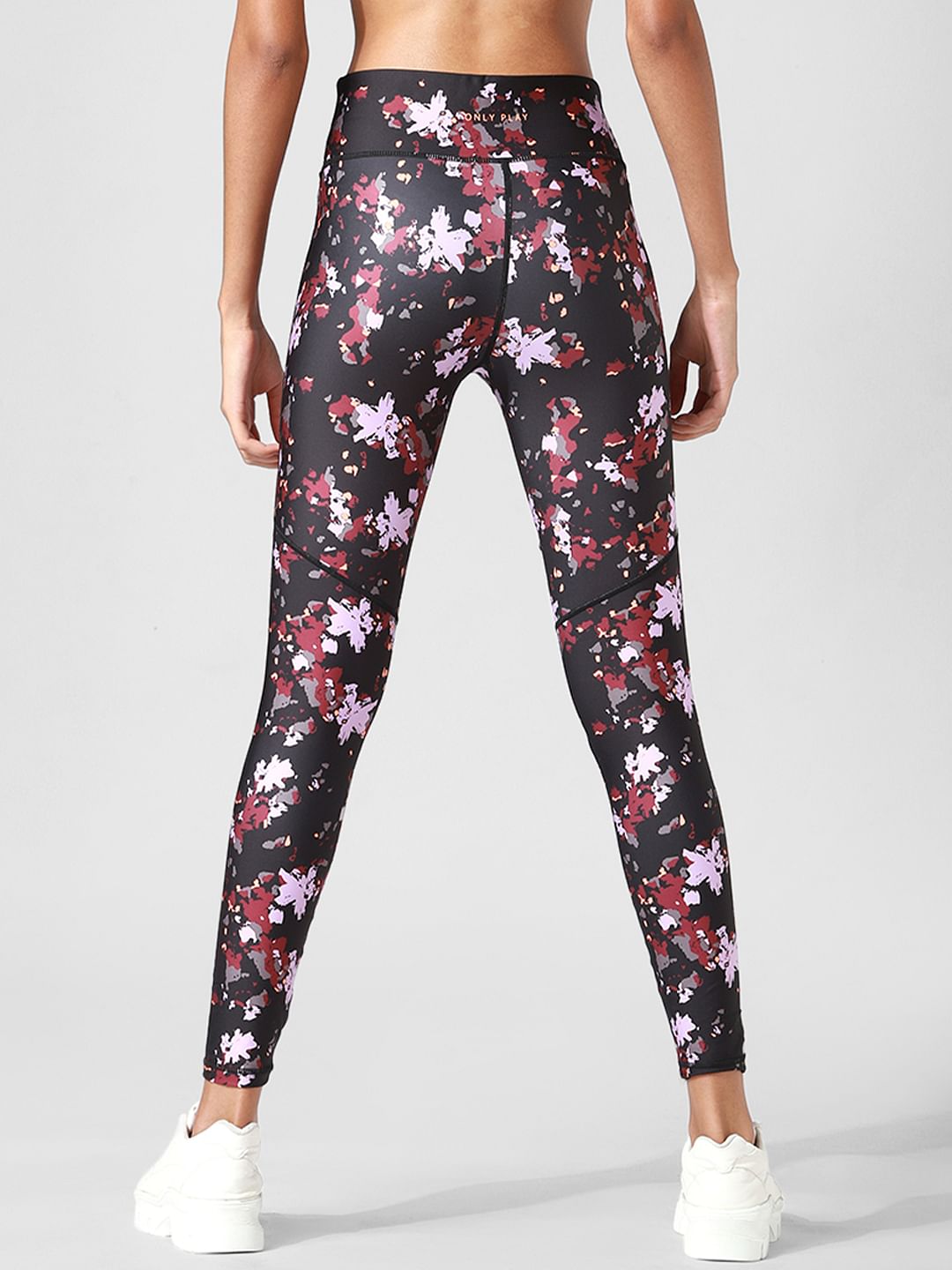 Black High Rise Printed Co-Ord Training Tights