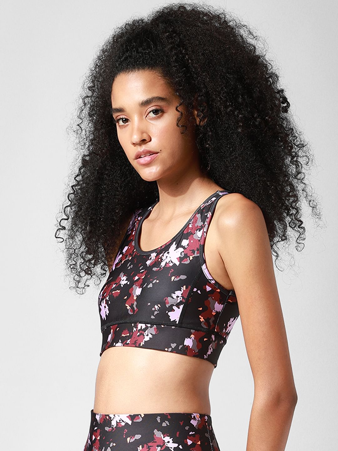 Black Printed Co-Ord Sports Bra