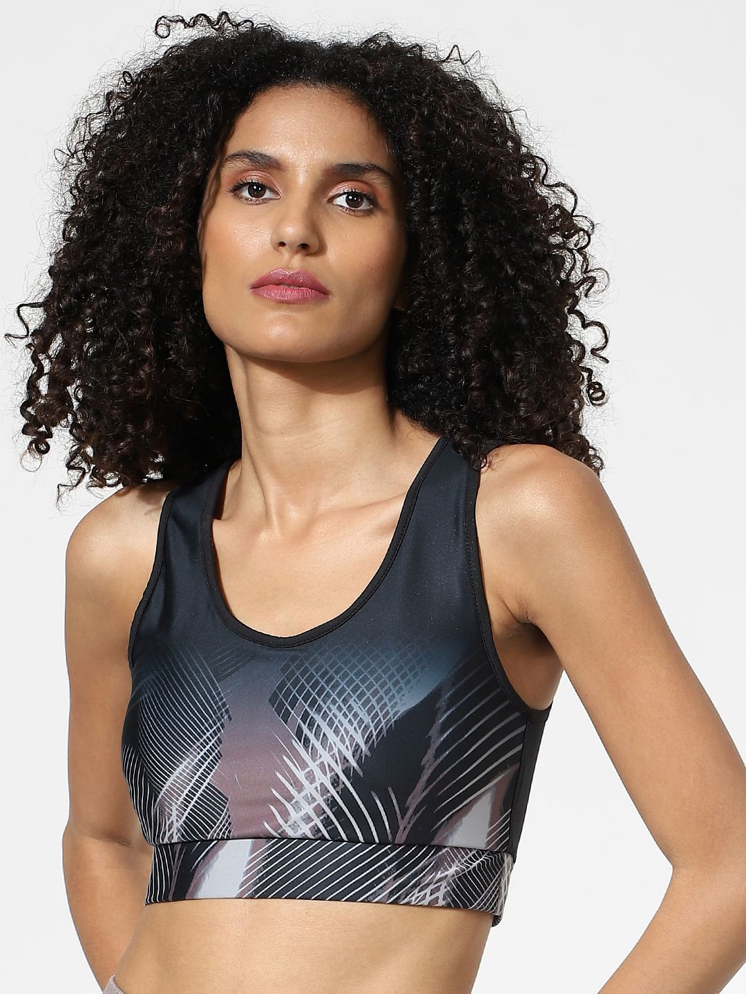 Black Printed Sports Bra