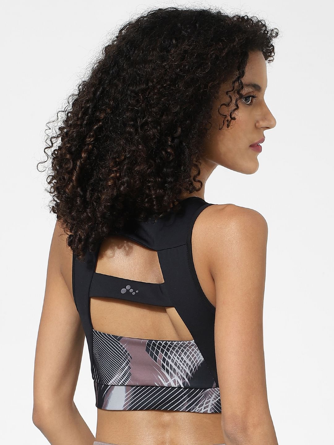 Black Printed Sports Bra