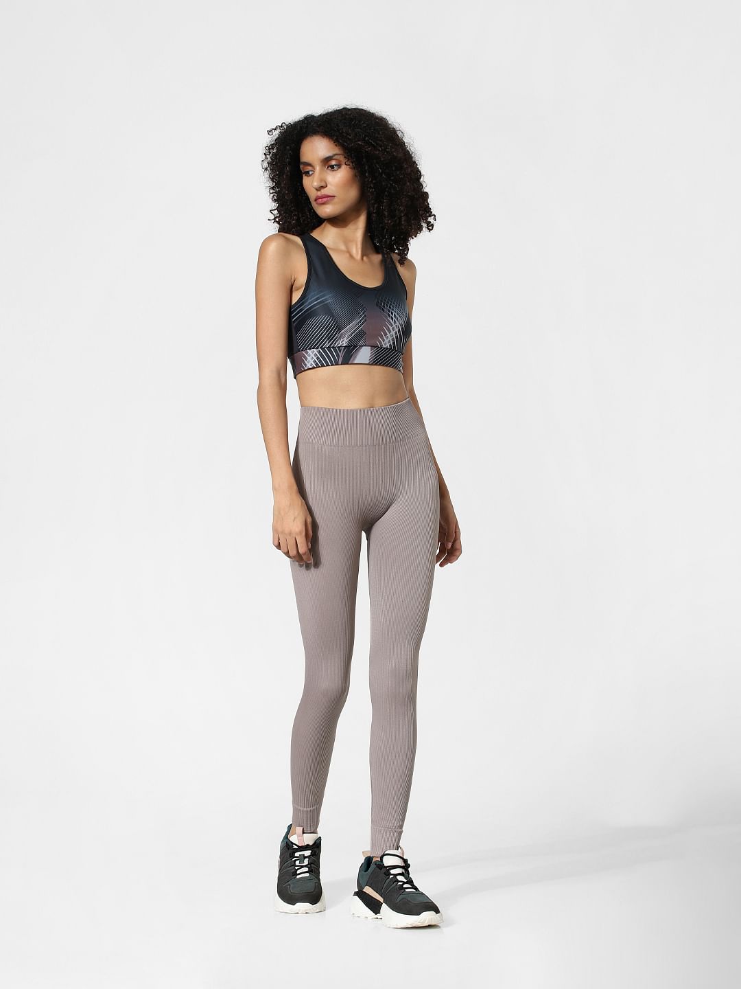 Black Printed Sports Bra