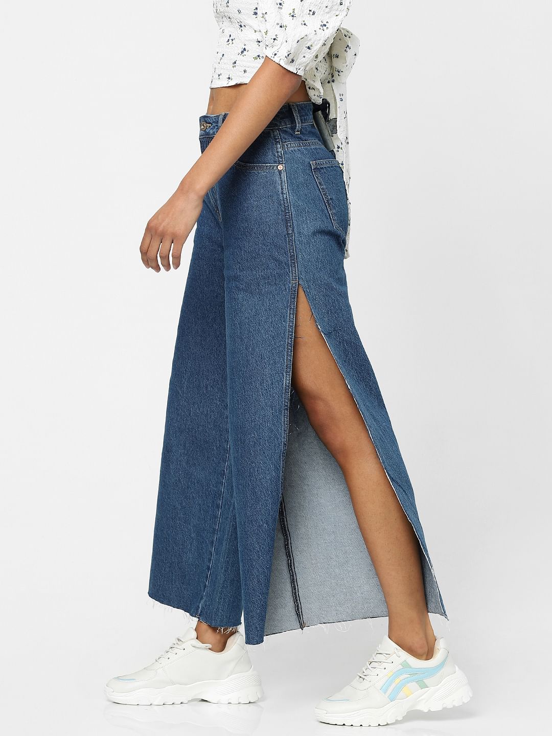 Blue High Waist Wide Leg Jeans