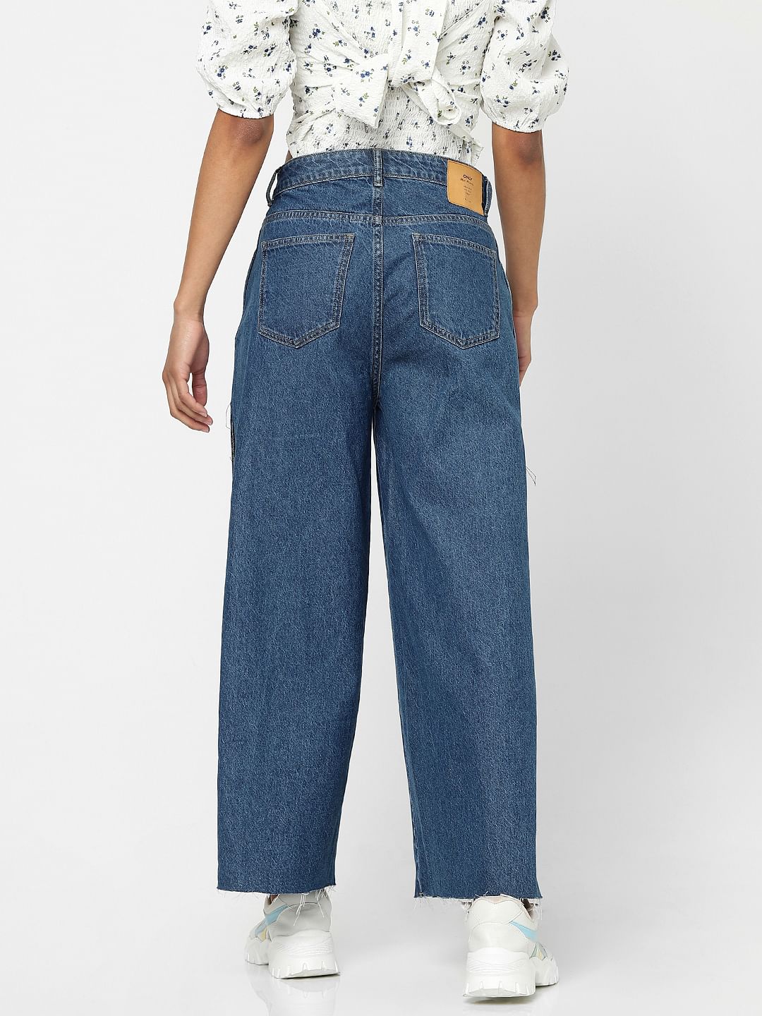 Blue High Waist Wide Leg Jeans