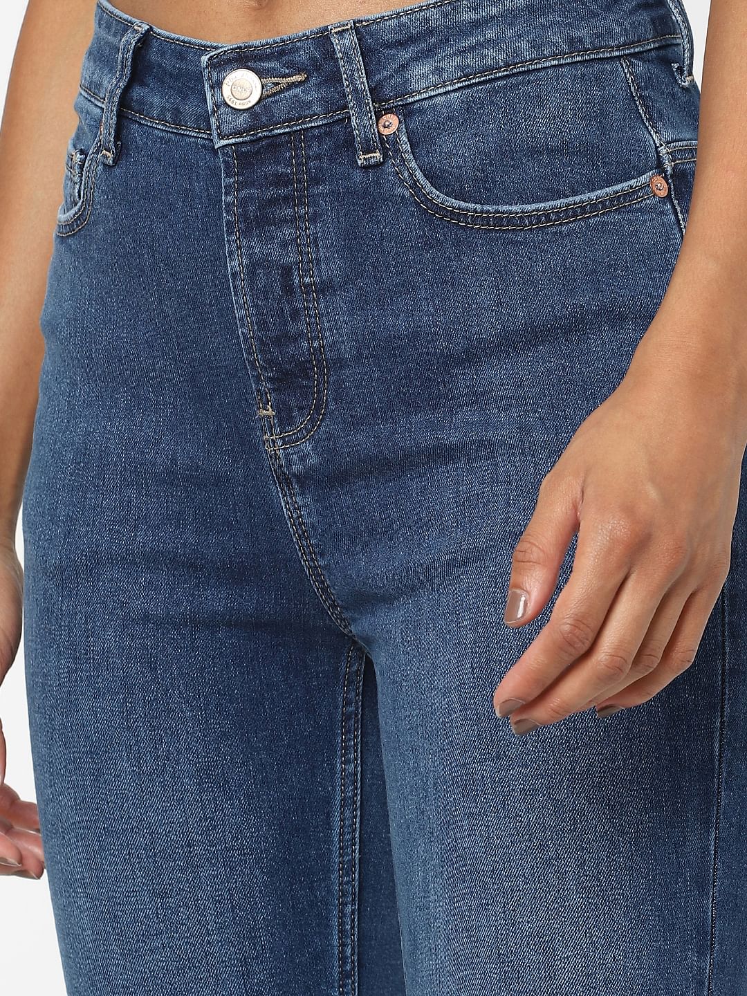 Blue High Waist Straight Jeans