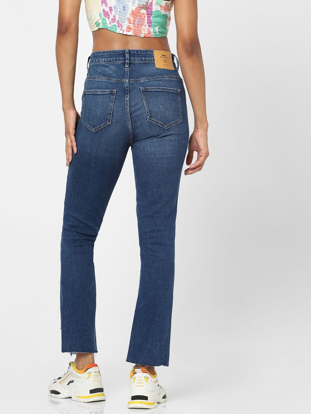 Blue High Waist Straight Jeans