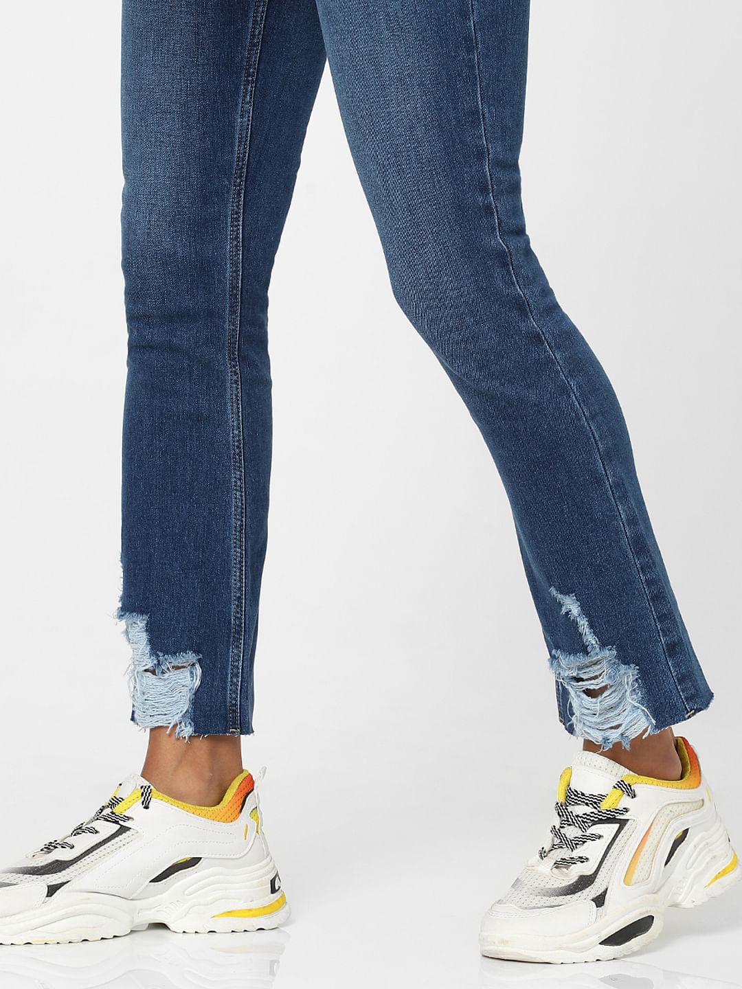 Blue High Waist Straight Jeans
