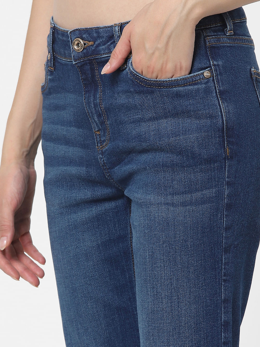 Blue High Rise Flared Jeans