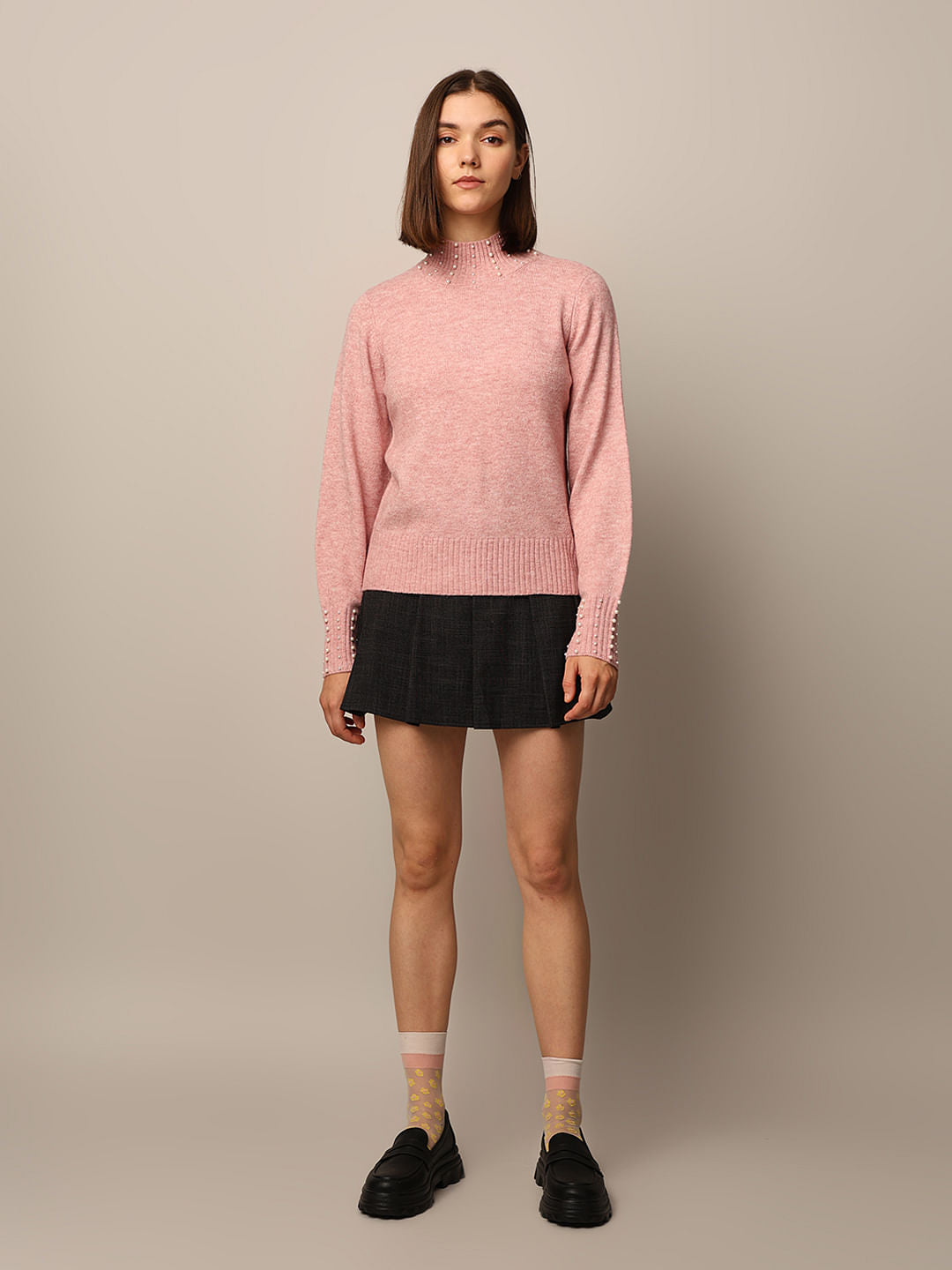 Pink Pearl Detail Pullover
