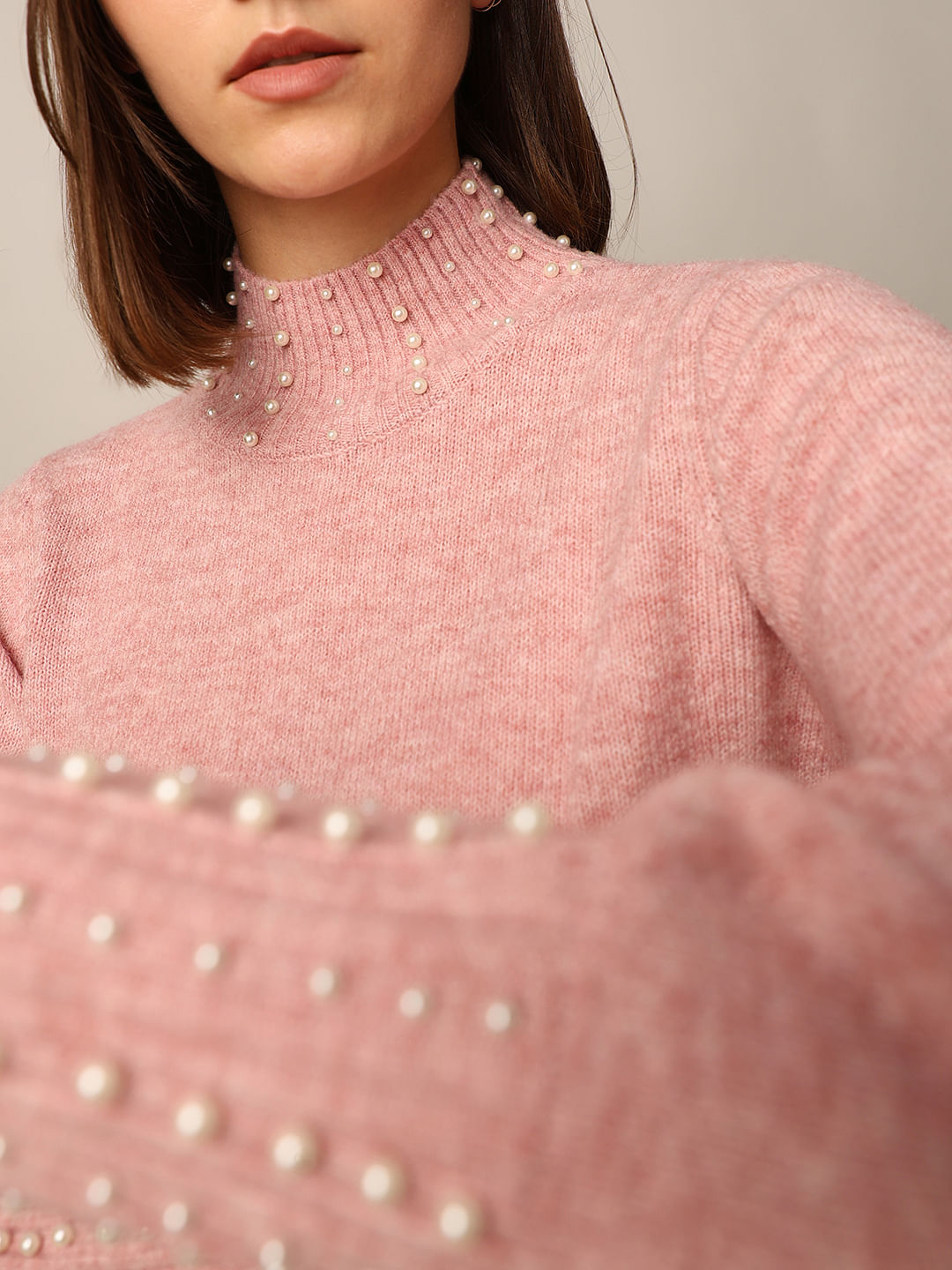 Pink Pearl Detail Pullover