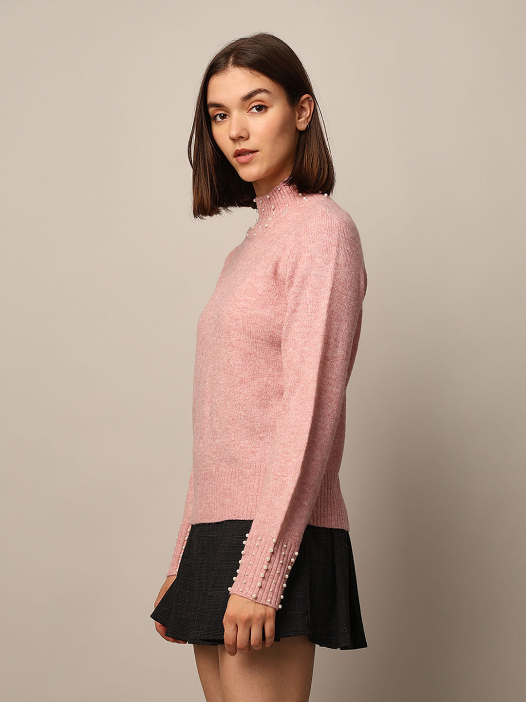 Pink Pearl Detail Pullover