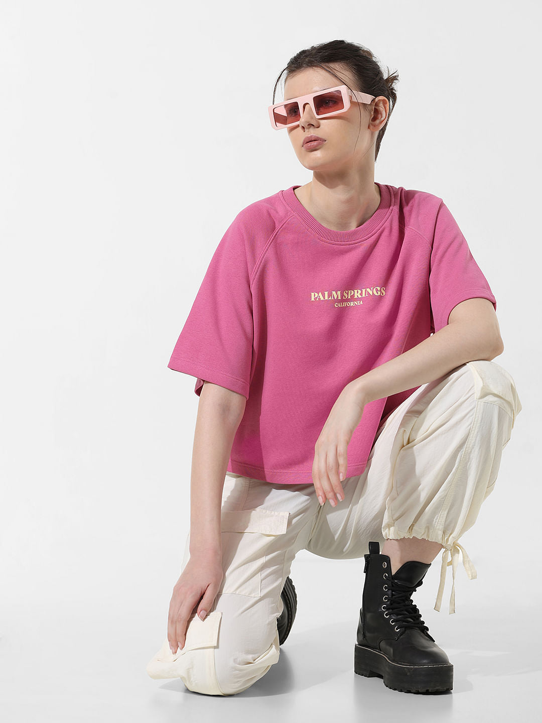 Pink Printed Boxy Fit T-Shirt