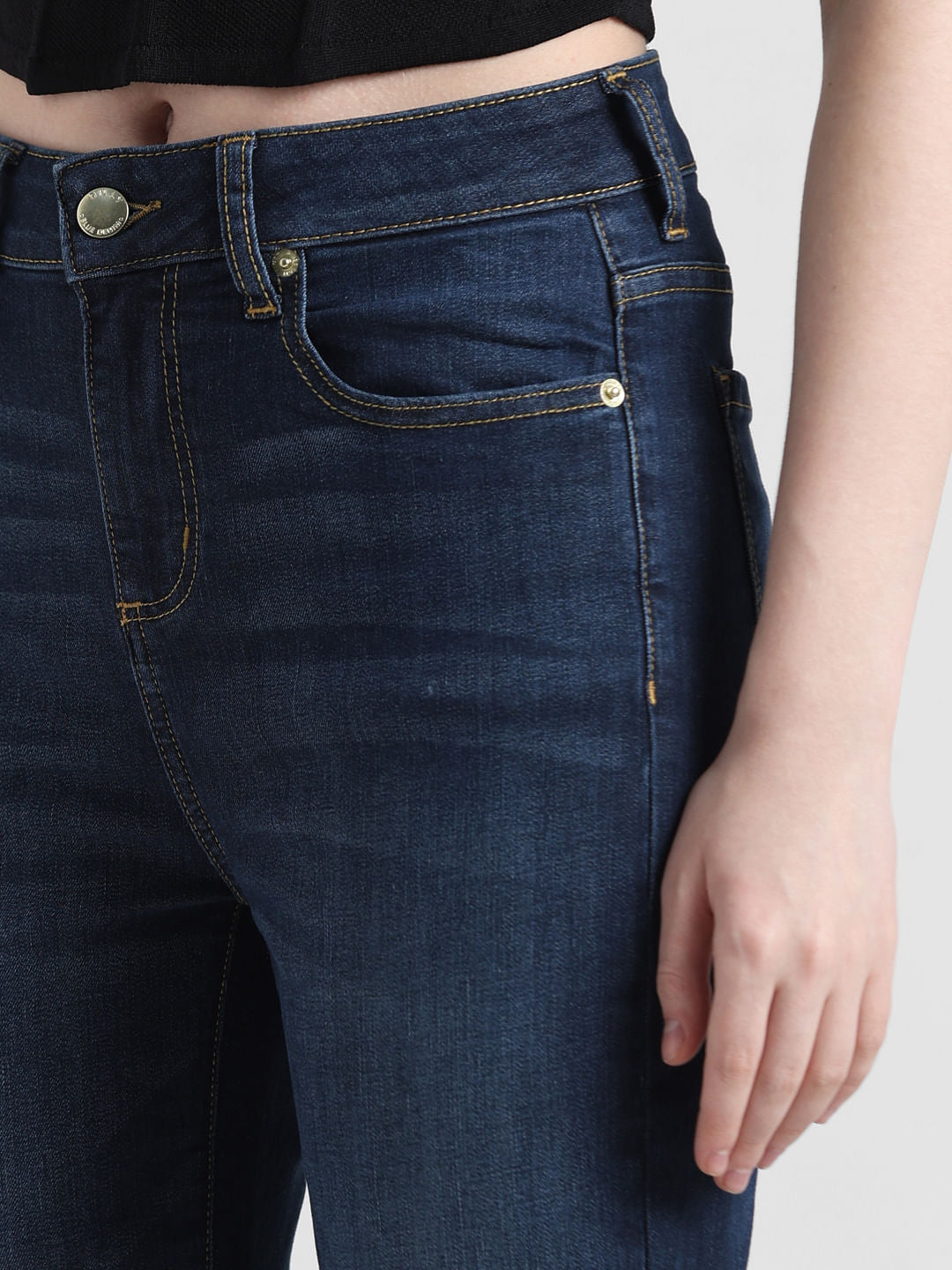 Blue Mid Rise Straight Fit Jeans