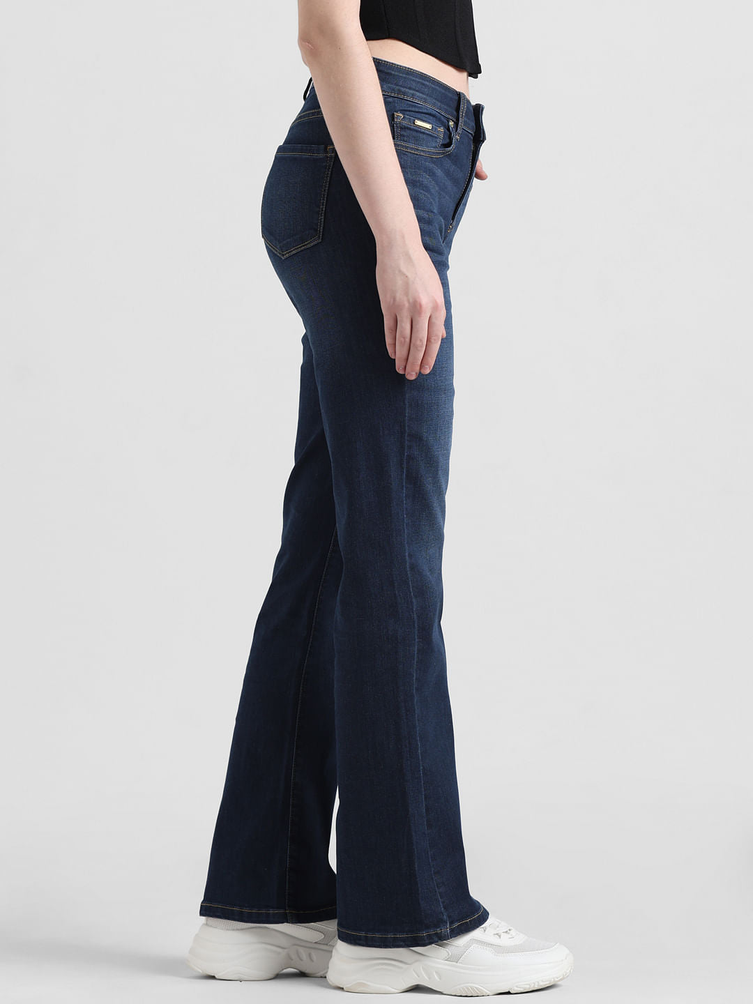 Blue Mid Rise Straight Fit Jeans