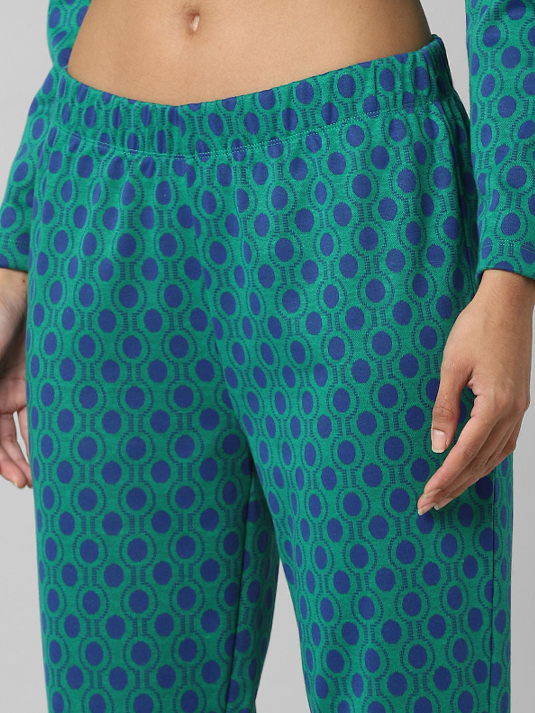 Green Mid Rise Flared Co-Ord Pants