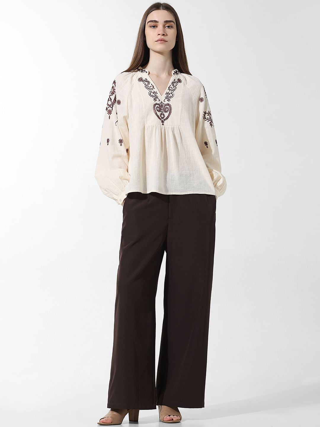 Ecru Embroidered Top