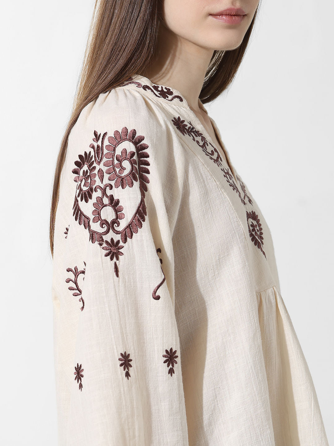 Ecru Embroidered Top