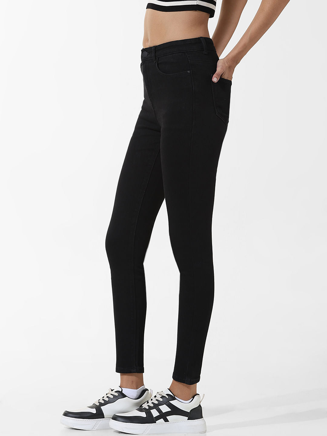 Black Mid Rise Carmen Skinny Jeans