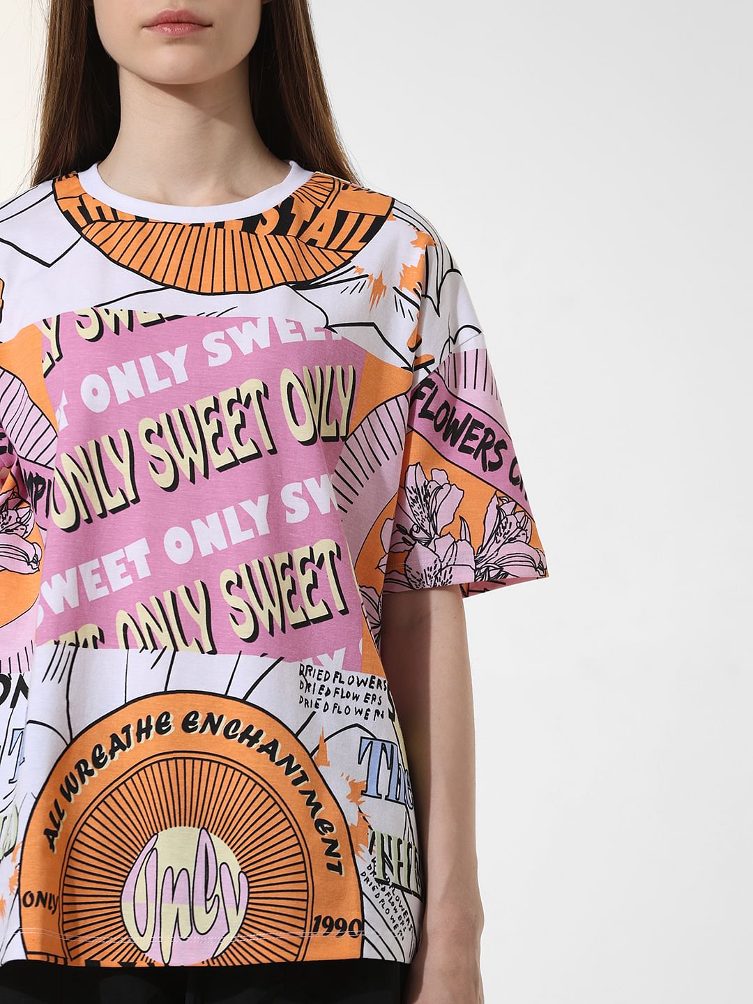 White Printed Oversized T-Shirt