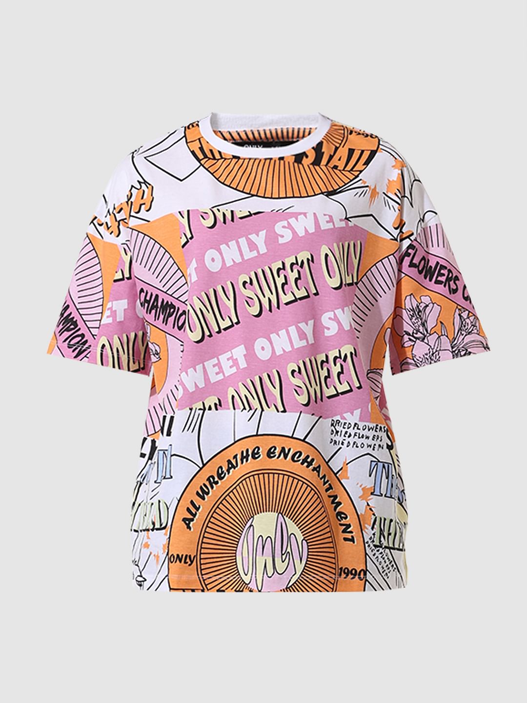 White Printed Oversized T-Shirt