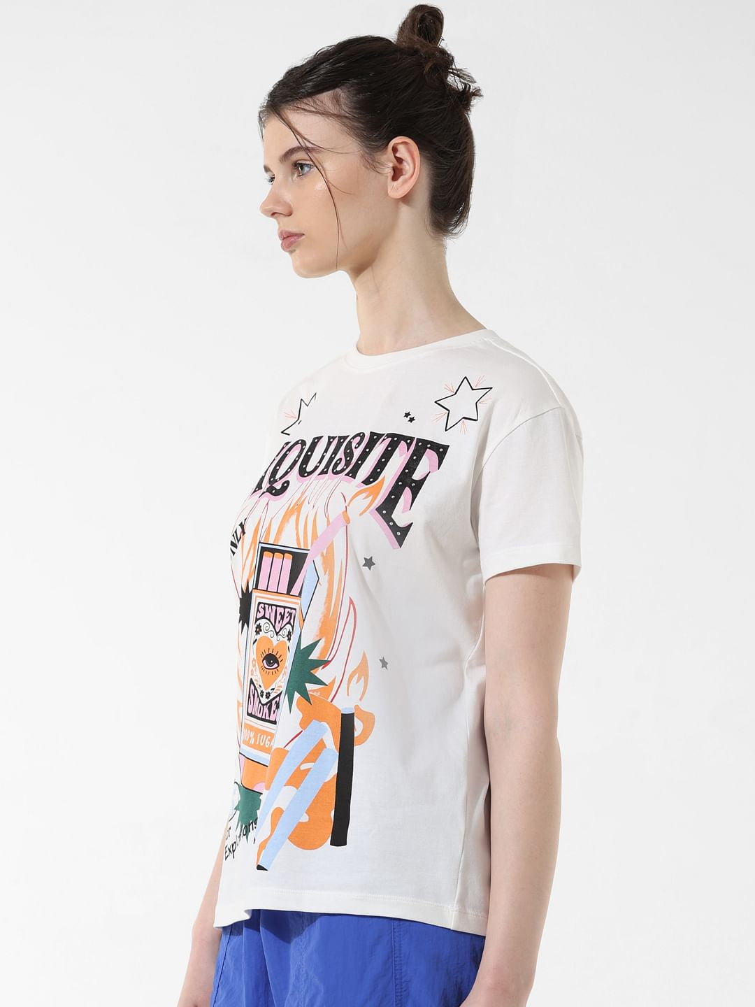 White Graphic Print T-Shirt