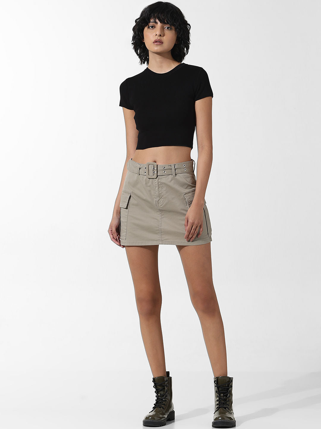 Black Ribbed Cropped Knit Top
