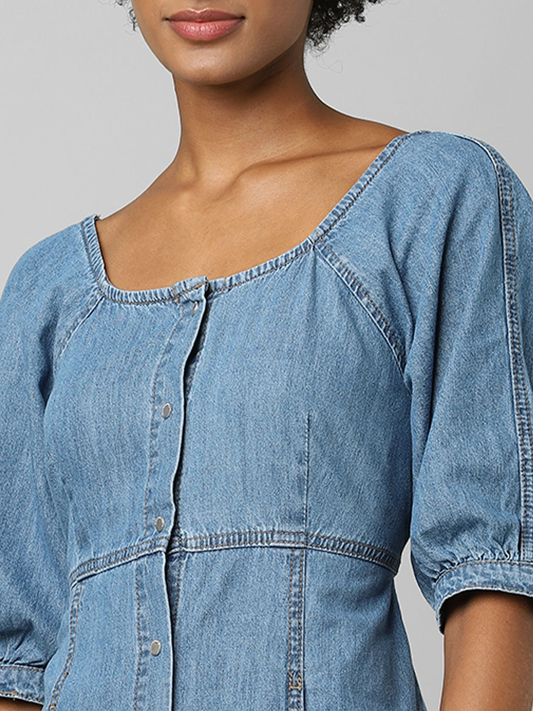 Blue Dress Fit & Flare Denim Dress