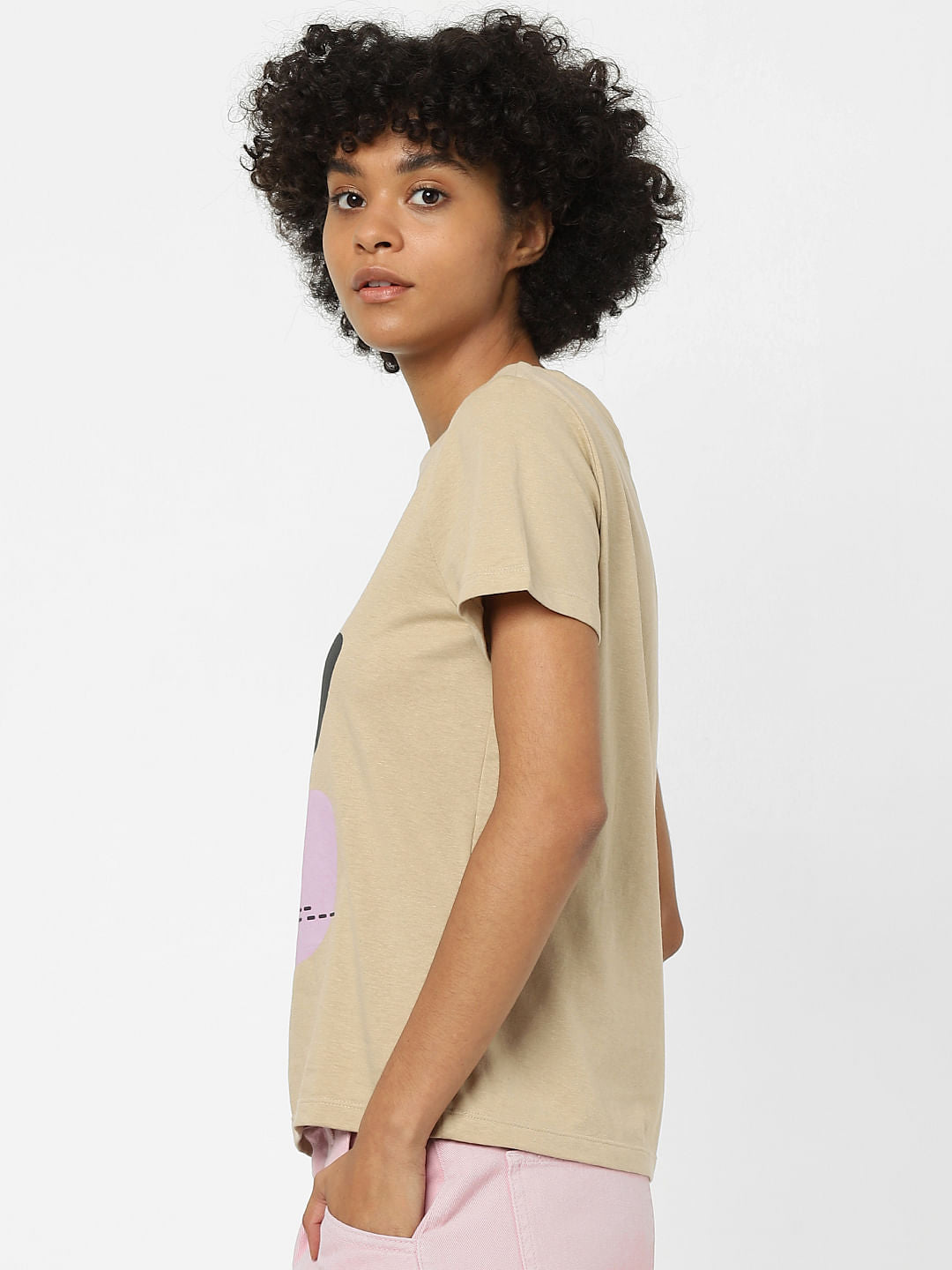 Beige Graphic Print T-Shirt
