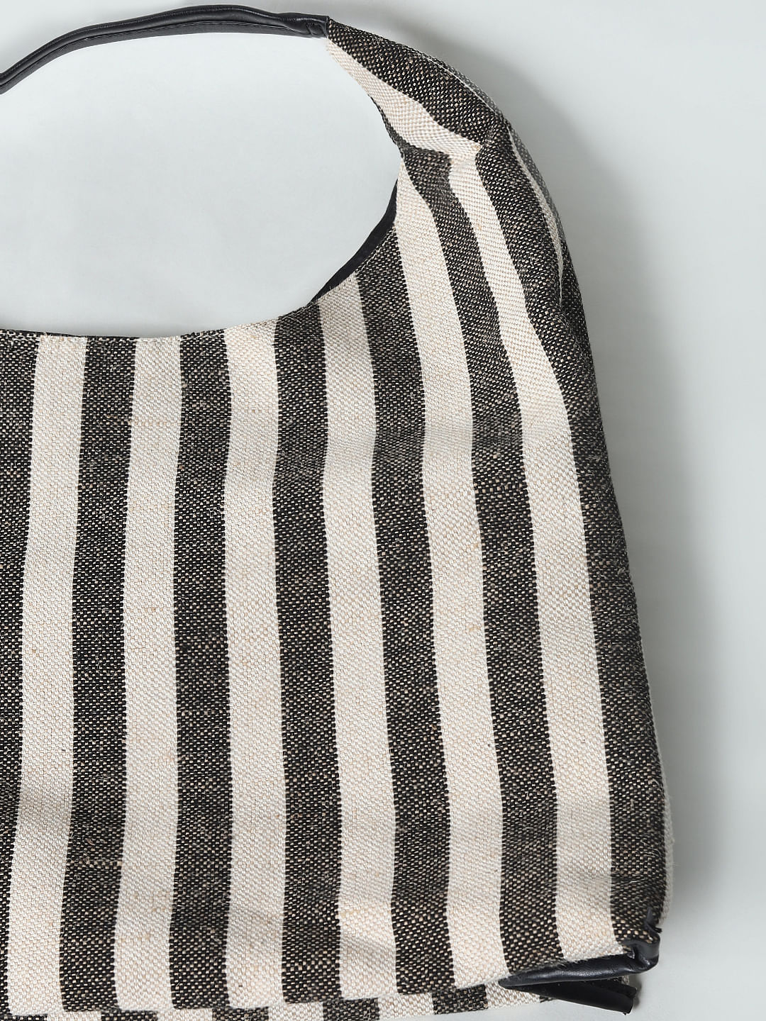 Black Striped Beach Bag